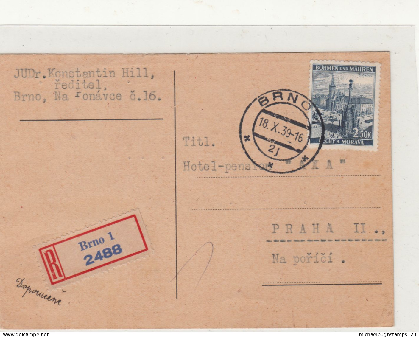 Bohemia Moravia / Registed Postcards - Other & Unclassified