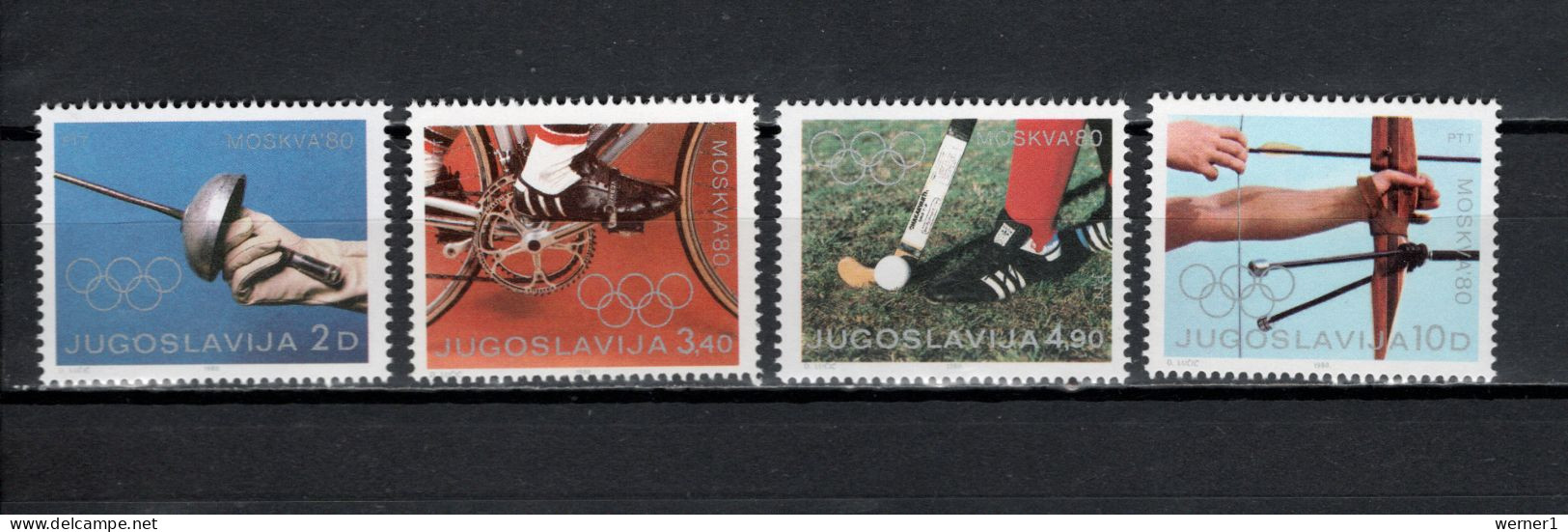 Yugoslavia 1980 Olympic Games Moscow, Fencing, Cycling, Hockey, Archery Set Of 4 MNH - Summer 1980: Moscow