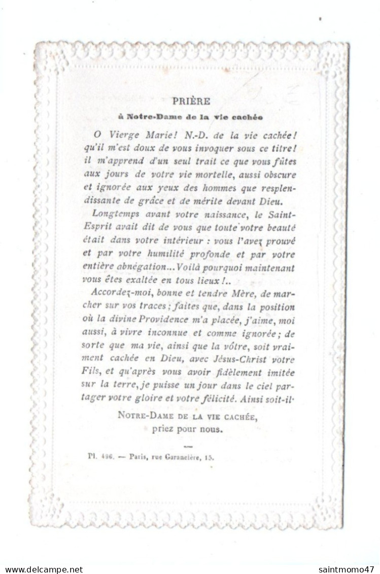 IMAGE PIEUSE . RELIGIEUSE . PRIÈRE À NOTRE-DAME DE LA VIE CACHÉE - Réf. N°13043 - - Images Religieuses