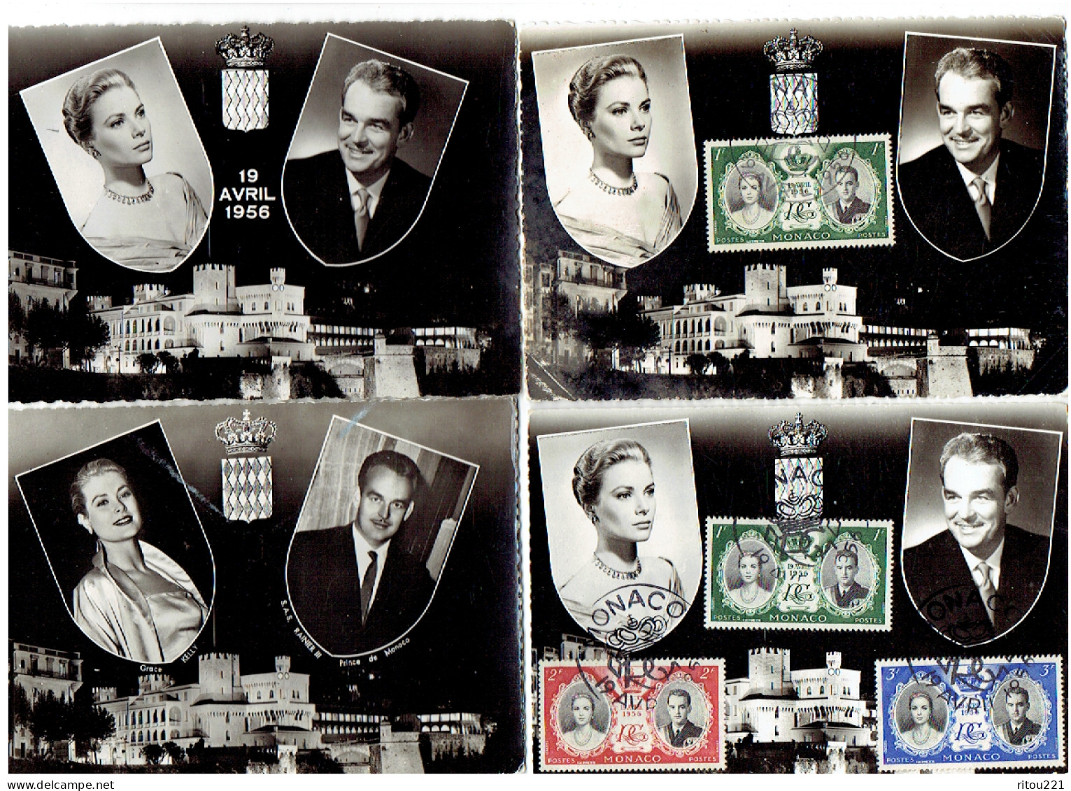 Lot 4 Cpm - MONACO -  S.A.S. RAINIER III Prince De Monaco - Grace Kelly - 19 Avril 1956 - - Autres & Non Classés