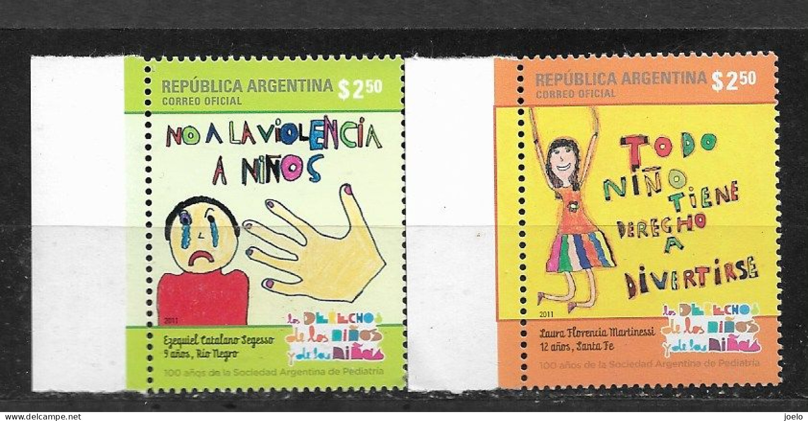 ARGENTINA 2011 CENTENARY OF PAEDIATRIC SOCIETY PAIR MNH - Unused Stamps