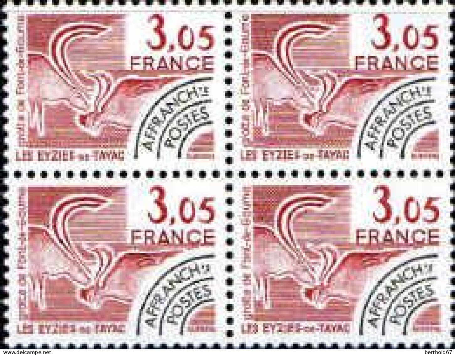 France Préo N** Yv:173 Mi:2244 Ezies-de-Tayac Grotte De Fond-de-Gaume Bloc De 4 - 1964-1988