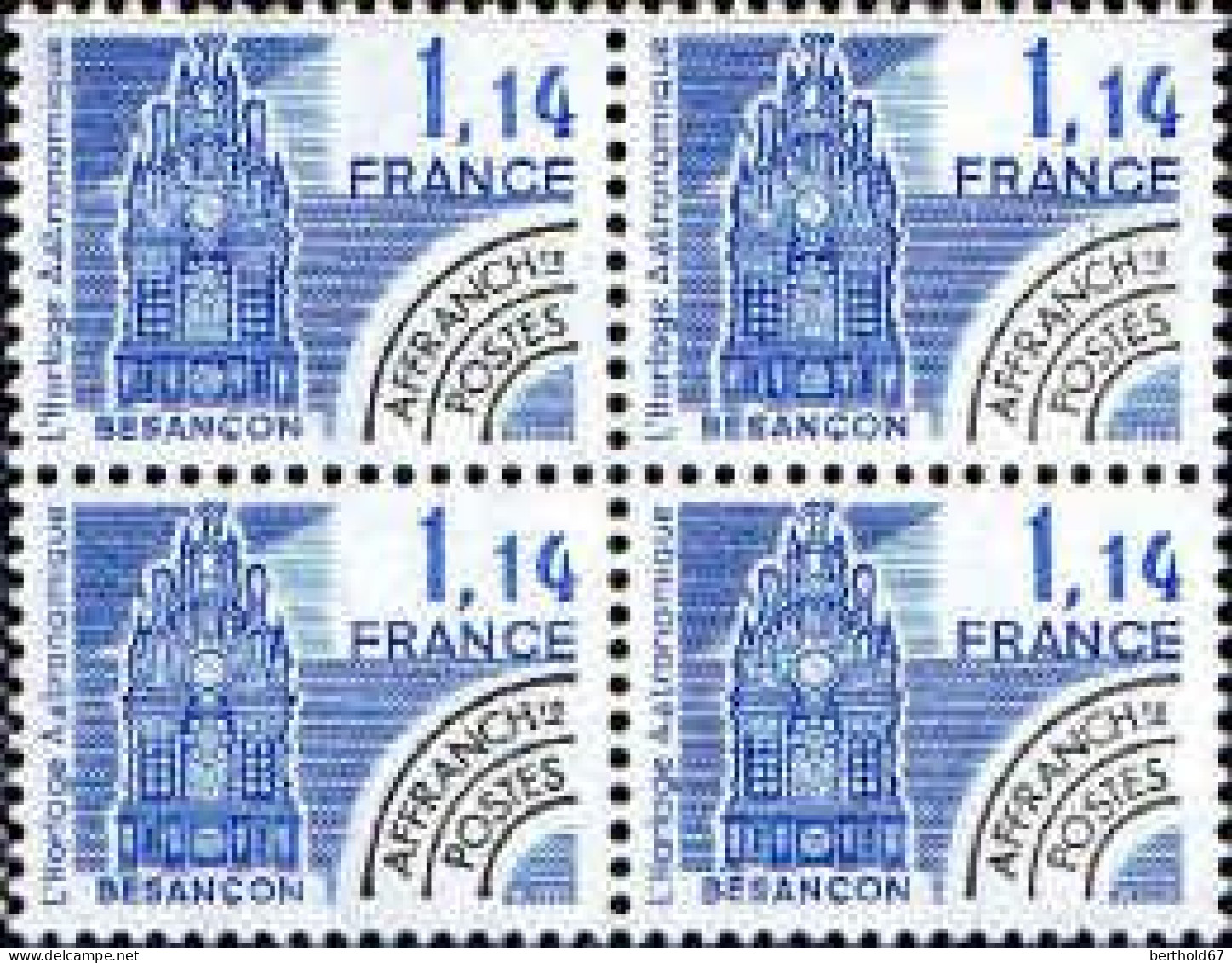 France Préo N** Yv:171 Mi:2242 Besançon L'horloge Astronomique Bloc De 4 - 1964-1988