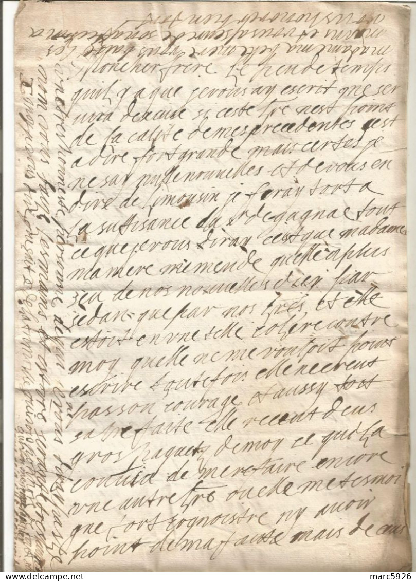 N°2040 ANCIENNE LETTRE SIGNE X  A MON FRERE LE PRINCE DE SEDAN AVEC CACHET DE CIRE ET RUBAN A TOUARS DATE 1620 - Historische Documenten