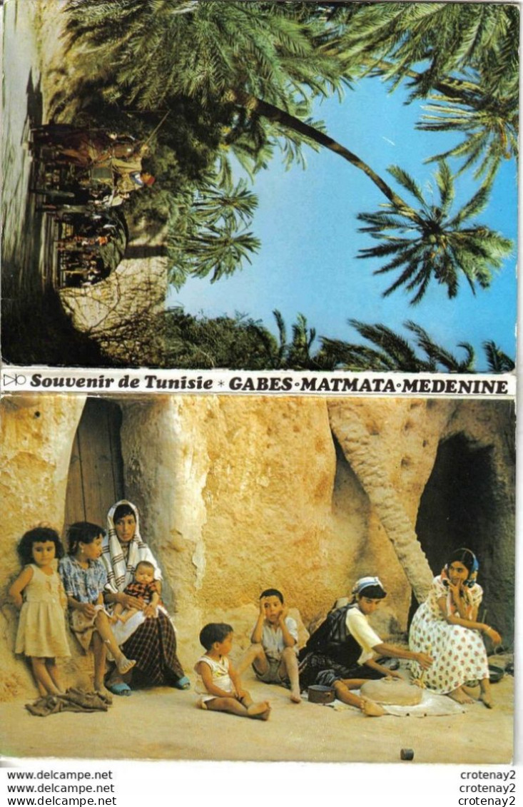 Tunisie Dépliant De 4 Vues GABES MATMATA MEDENINE édit Tanit Tunis Habitation Troglodyte De Matmata Explications Au DOS - Sin Clasificación