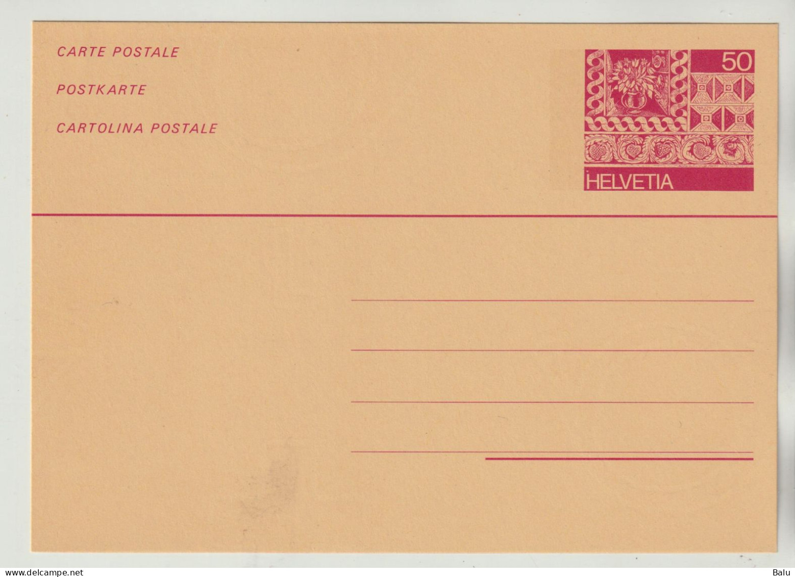 Schweiz Ganzsache 1984 Helvetia 50 Rp. Postkarte Fassadenmalerei, NEU, Siehe 2 Scans - Postwaardestukken