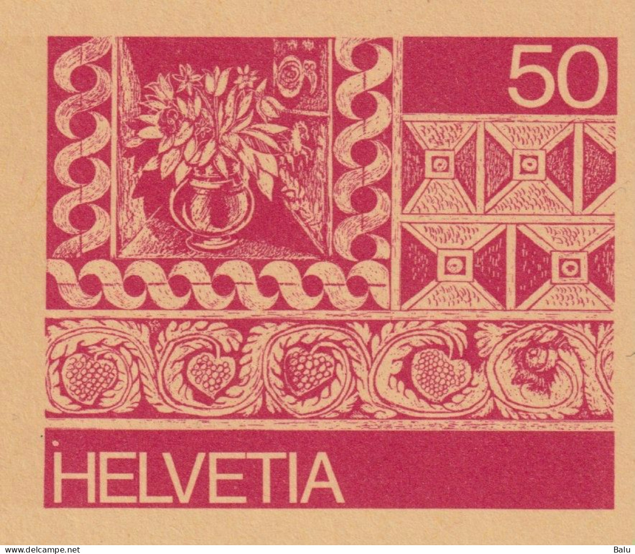 Schweiz Ganzsache 1984 Helvetia 50 Rp. Postkarte Fassadenmalerei, NEU, Siehe 2 Scans - Postwaardestukken