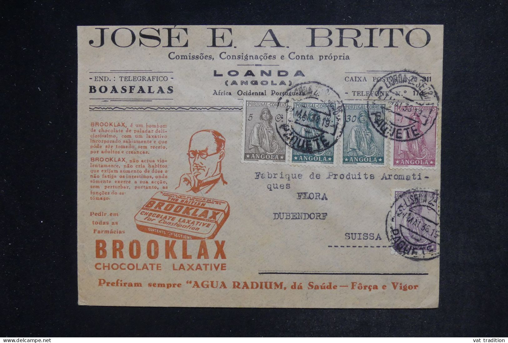 ANGOLA - Enveloppe Commerciale Illustrée De Loanda Pour La Suisse En 1938 - L 152494 - Angola