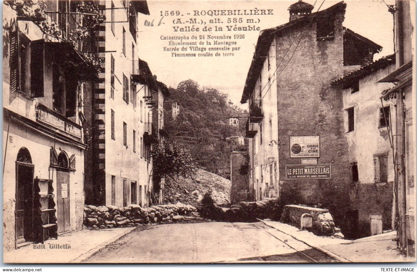 06 ROQUEBILLIERE - La Montagne Eboulee En 1926 - Autres & Non Classés