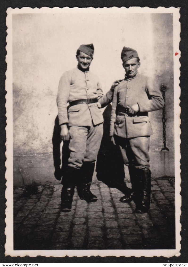 Jolie Photographie De Deux Soldats à Identifier, 158e Régiment, à Lunéville Meurthe Et Moselle, Lorraine 6x8,5cm - War, Military