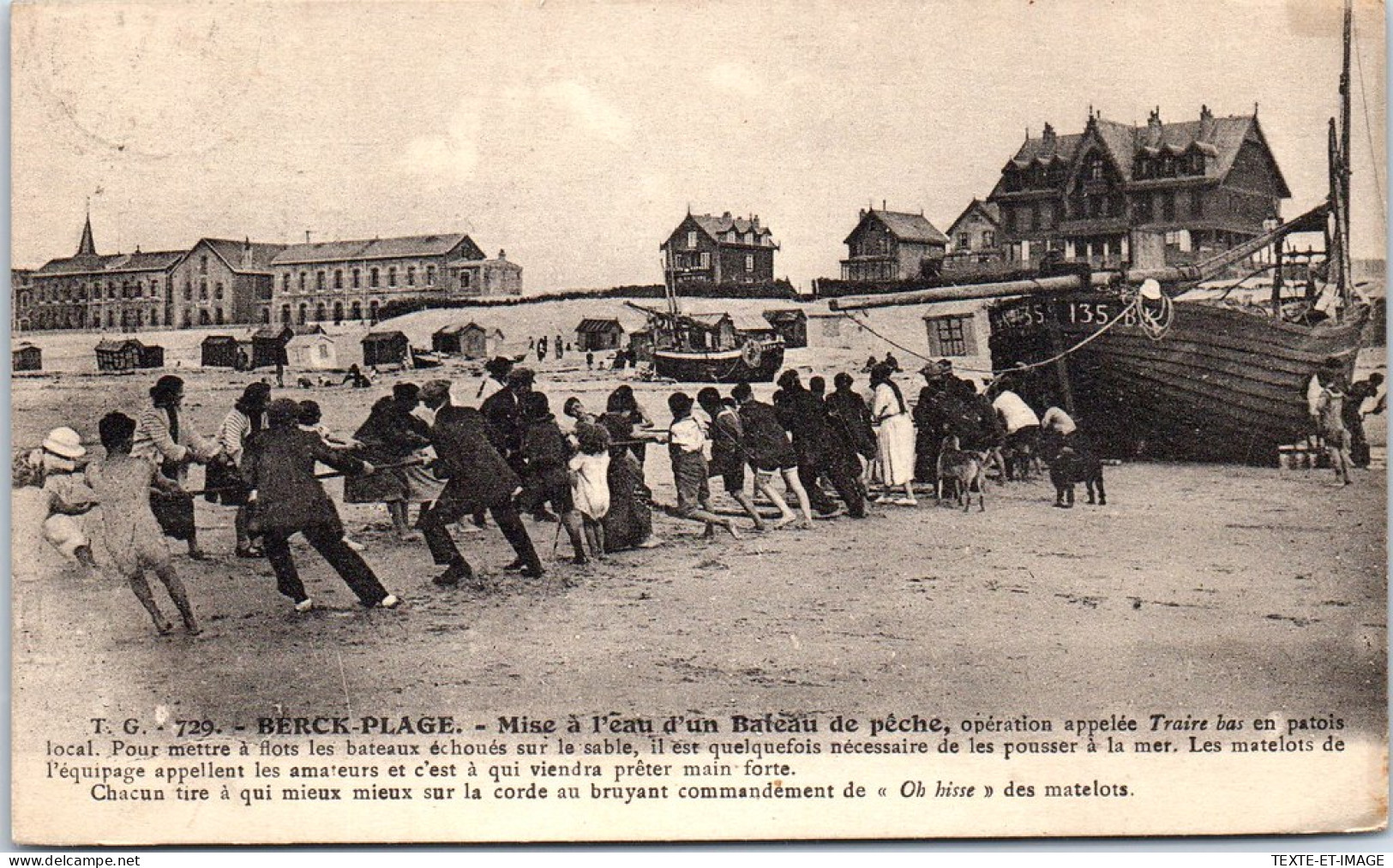 62 BERCK PLAGE - Mise A L'eau D'un Bateau De Peche. - Berck