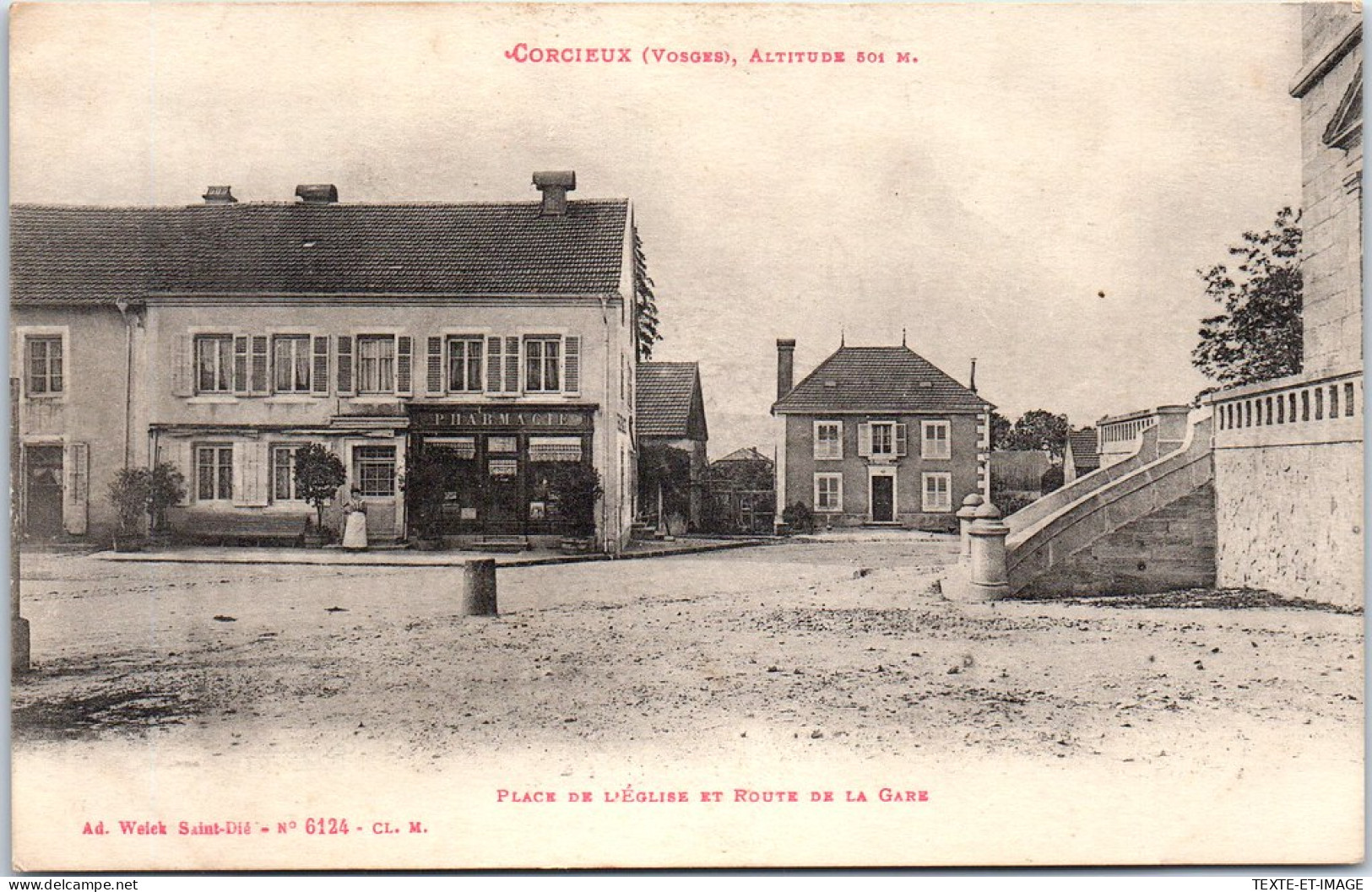 88 CORCIEUX - Place De L'eglise Et Route De La Gare  - Corcieux