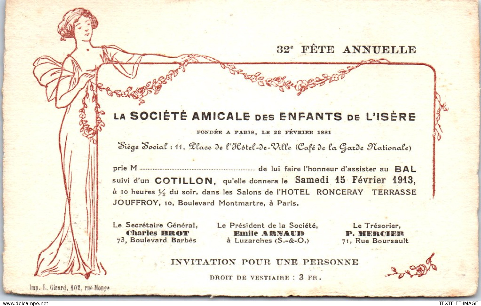 38 Fete Annuelle Des Enfants De L'Isere 1913 - Autres & Non Classés