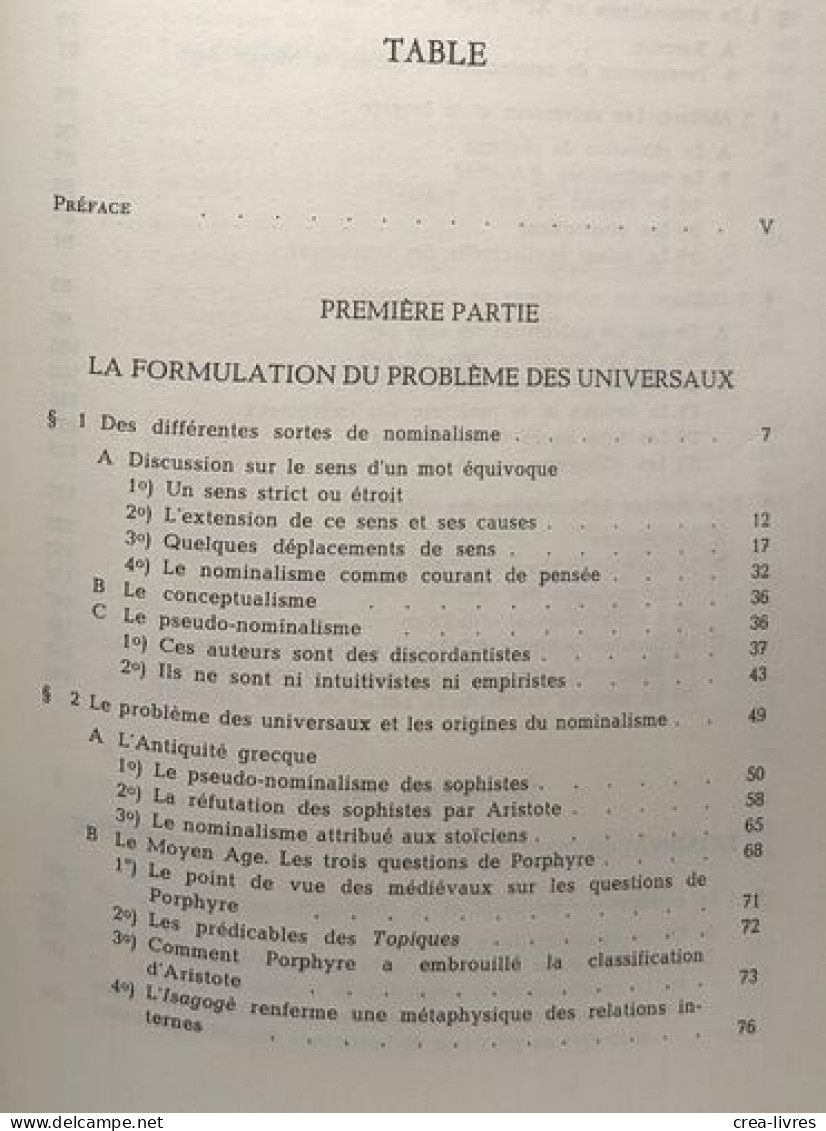 Enquête Sur Le Nominalisme - Publications De La Faculté Des Lettres Et Sciences Humaines De Paris-Sorbonne Série "recher - Psychologie/Philosophie