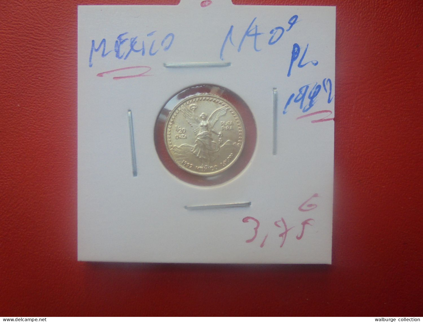 MEXIQUE 1/20e PLATA PURA 1992 ARGENT PUR 999/1000 (A.3) - Mexiko