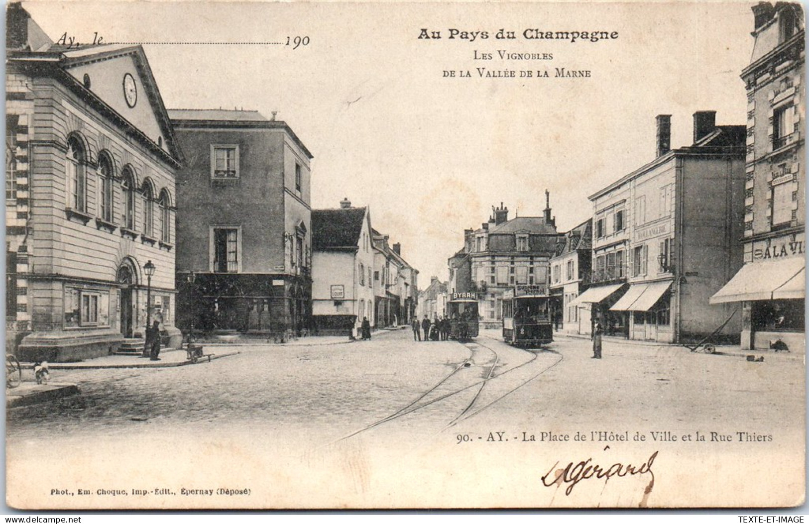 51 AY - La Place De L'hotel De Ville Et Rue Thiers  - Ay En Champagne