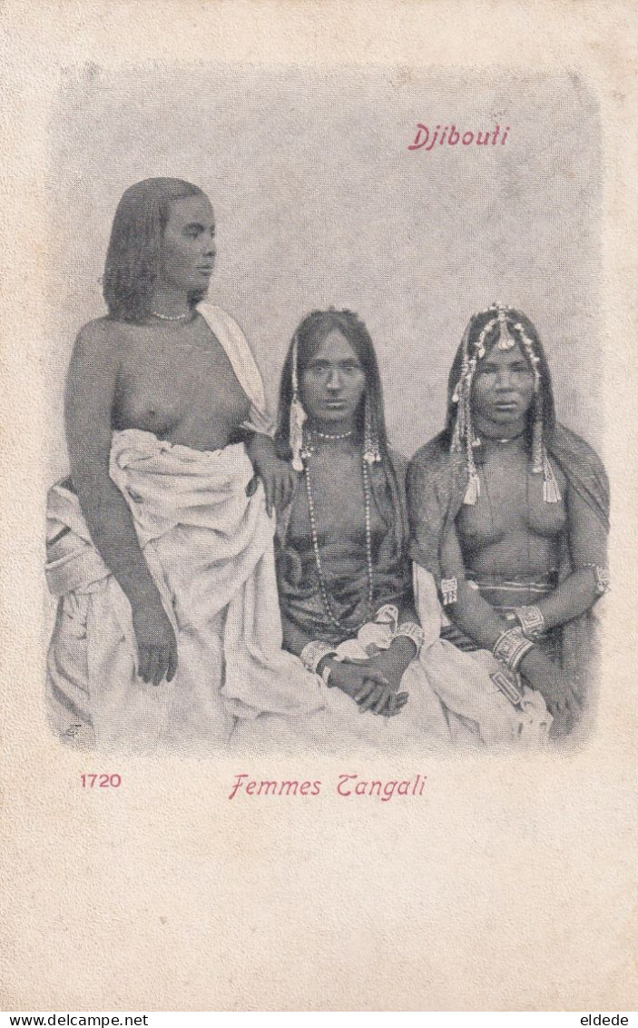 Nude Somali Girls Tangali  Topless 3 Semi Naked Girls . Femmes Nues  Tiombre Djibouti 1906 Long Braid - Afrique