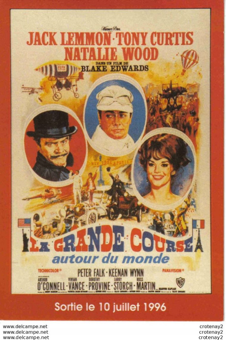 Affiche Cinéma Sur Carte Film La Grande Course Autour Du Monde VOIR DOS Jack Lemmon TONY CURTIS NATALIE WOOD 1996 - Afiches En Tarjetas