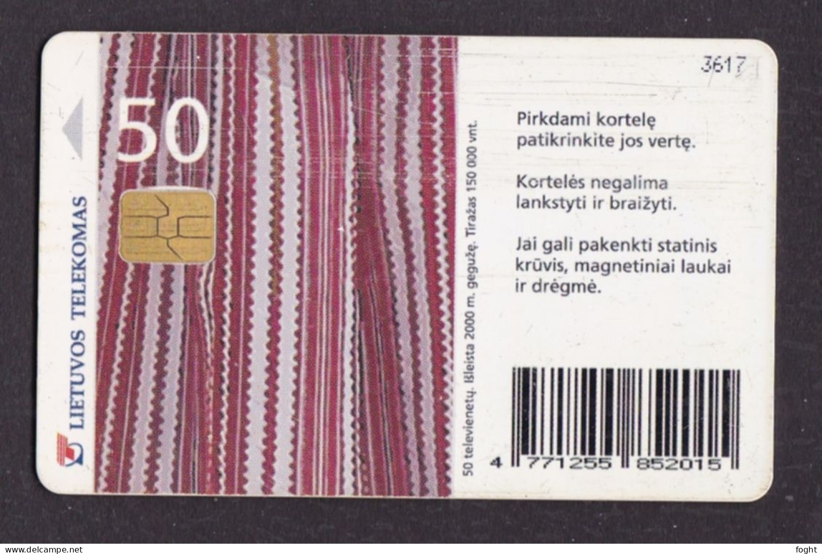 2000 Lietuvos Telekomas Chip Card,A Girl From Zemaitija,50 Units,Col:LT-LTV-C045 - Lituania