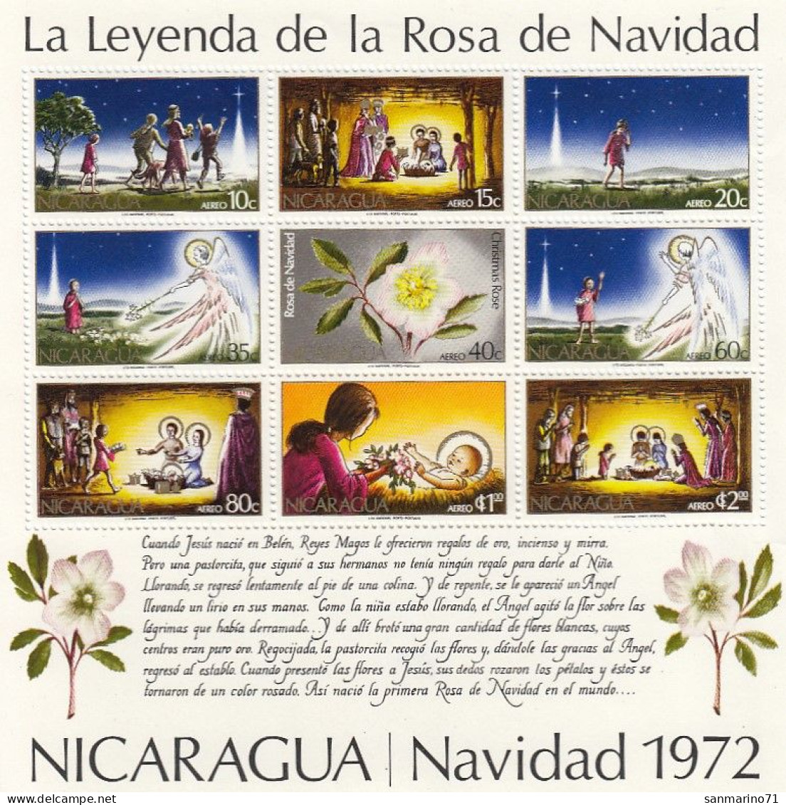 NICARAGUA Block 72,unused - Christmas