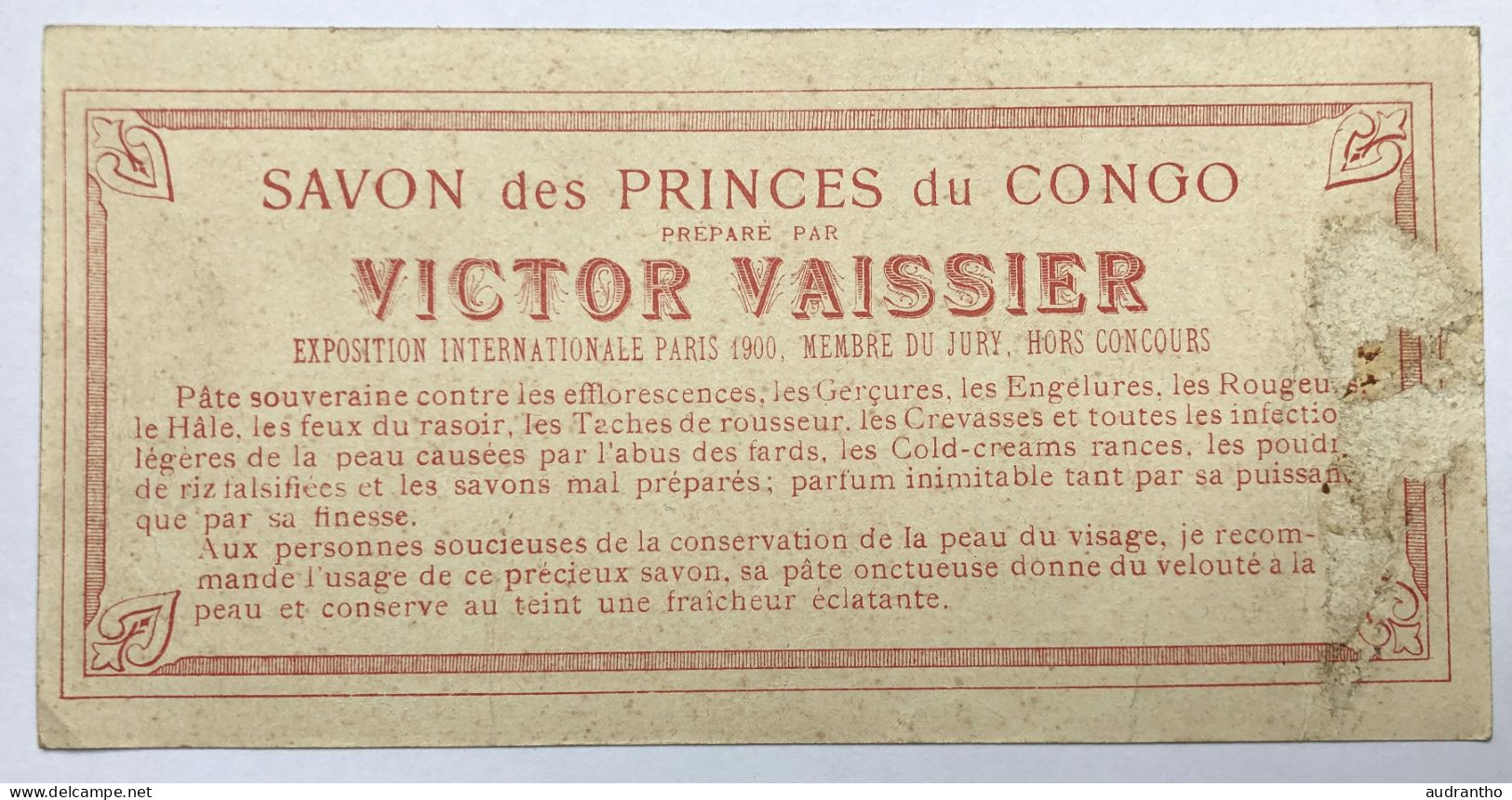 Belle Chromo Publicitaire Exposition 1900 - Savon Des Princes Du Congo - Victor Vaissier Rue Drouot Paris - Sonstige & Ohne Zuordnung