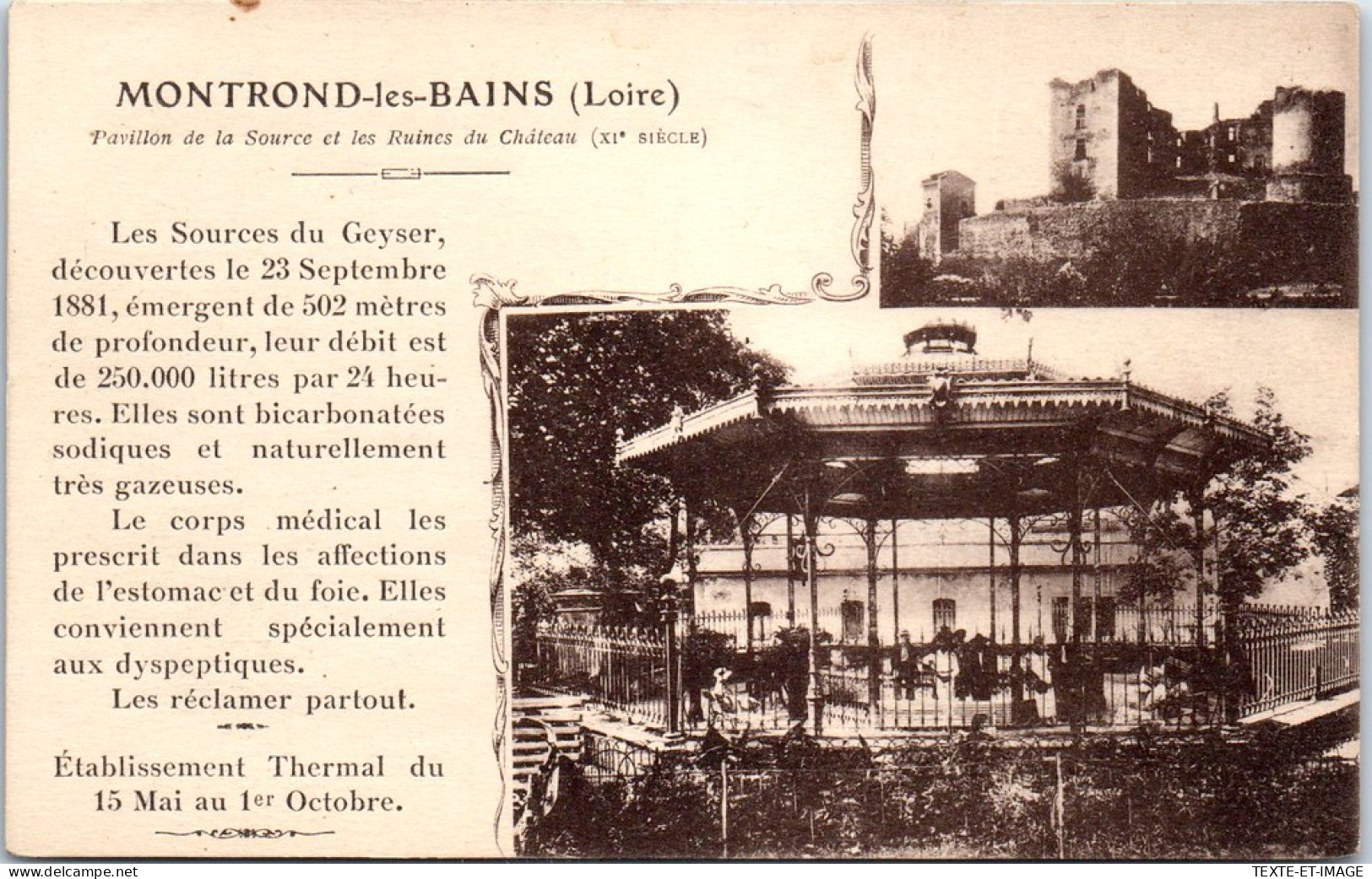 42 MONTROND LES BAINS - Carte Souvenir Historique. - Sonstige & Ohne Zuordnung