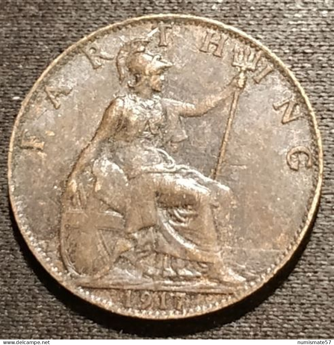 GRANDE BRETAGNE - 1 FARTHING 1917 - George V - 1ère Effigie - KM 808.1 - B. 1 Farthing