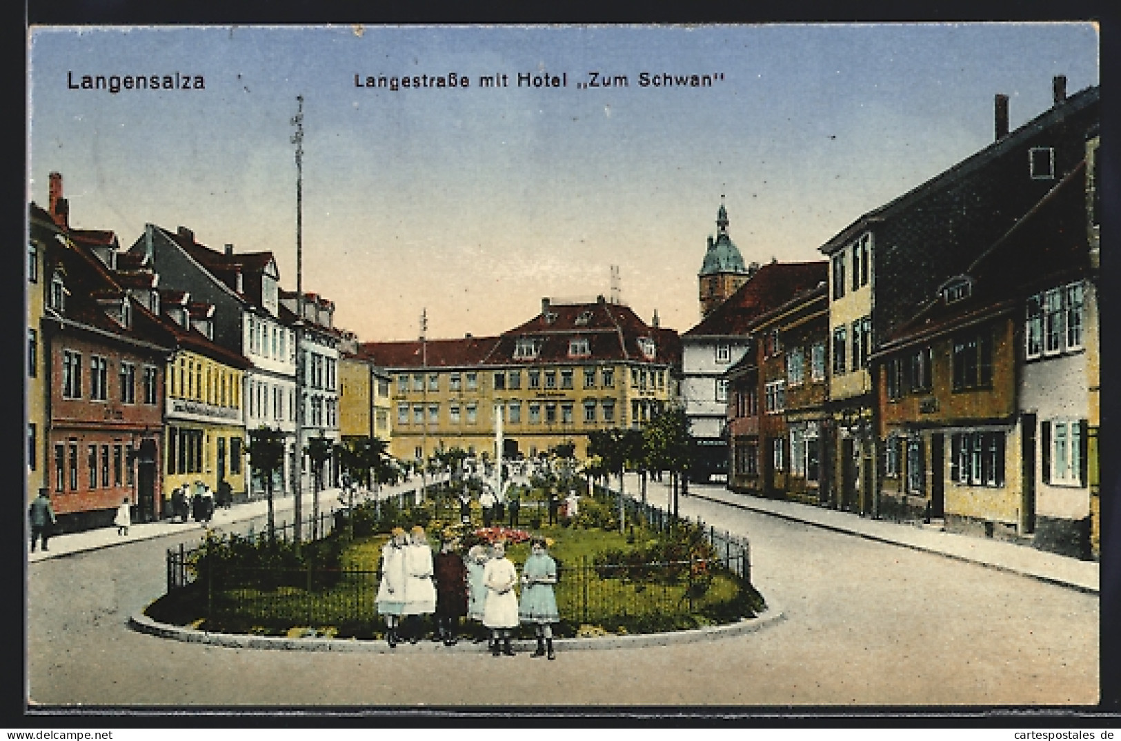 AK Langensalza, Langestrasse Mit Hotel Zum Schwan  - Bad Langensalza