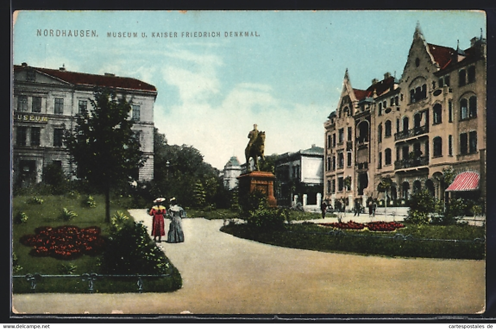 AK Nordhausen, Teilansicht Mit Museum Und Kaiser Friedrich-Denkmal  - Nordhausen