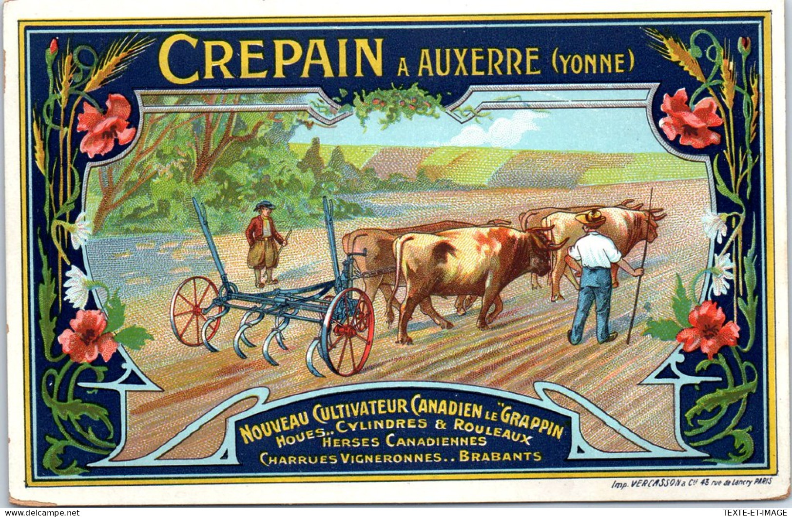 89 AUXERRE - Carte Publicitaire Magasin CREPAIN. - Auxerre