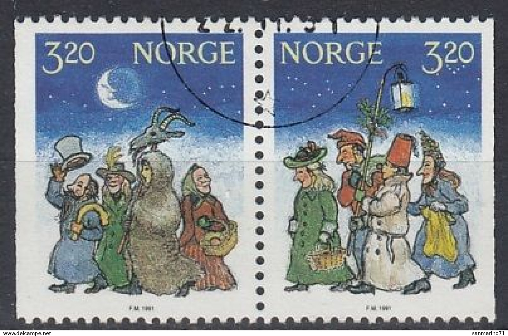 NORWAY 1082-1083,used,falc Hinged - Kerstmis