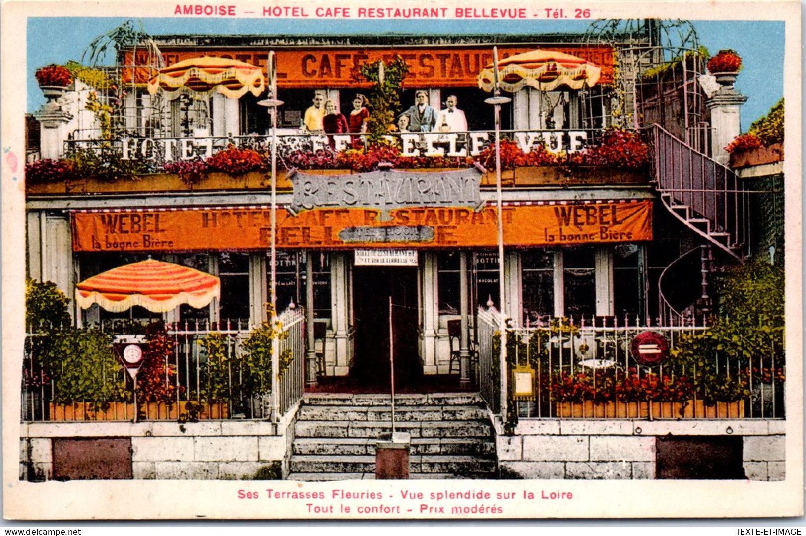 37 AMBOISE - Hotel Restaurant BELLEVUE, (carte Couleurs) - Amboise