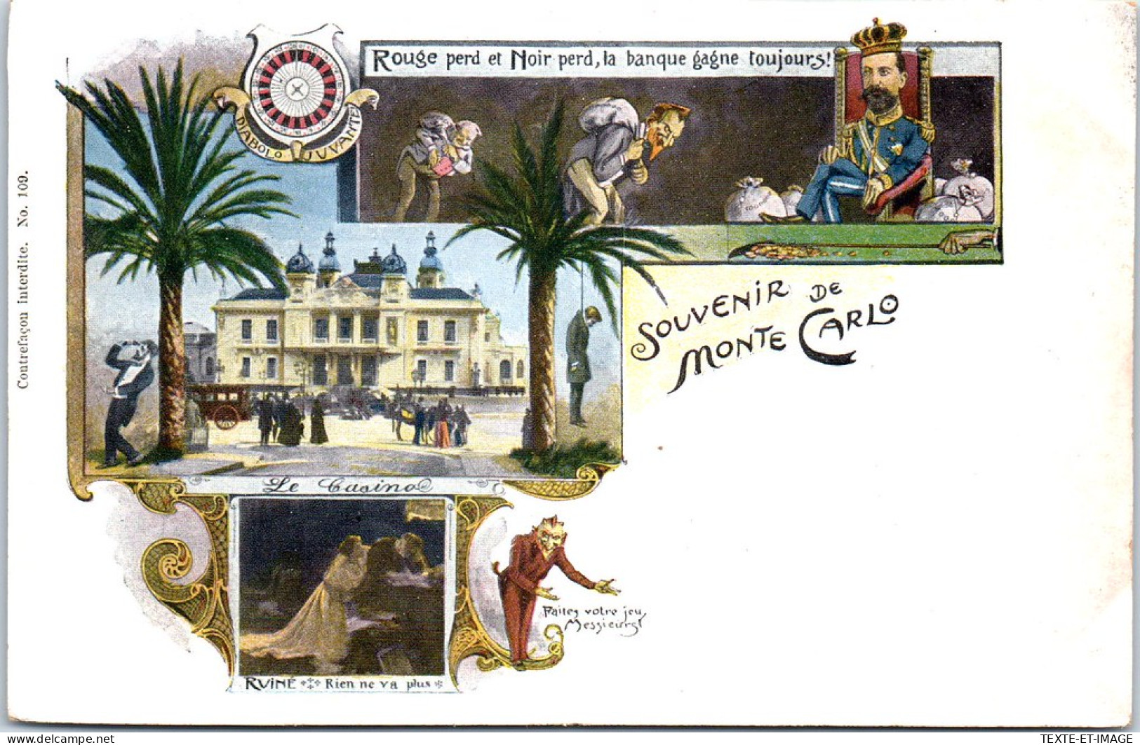 MONACO - Carte Souvenir De Monte Carlo (satirique) - Otros & Sin Clasificación