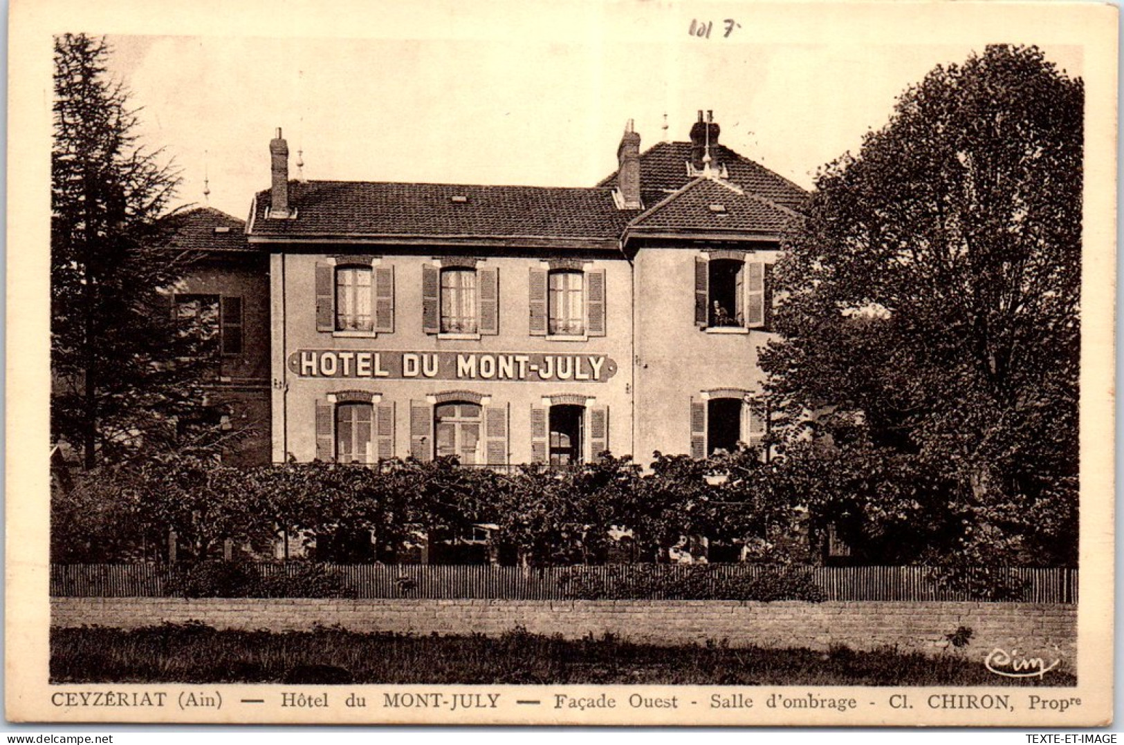 01 CEYZERIAT - L'hotel Du Mont July. - Ohne Zuordnung