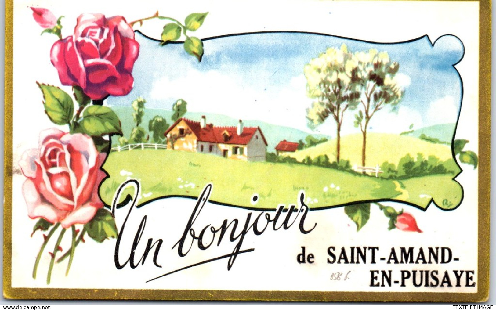58 SAINT AMAND EN PUISAYE - Un Bonjour, Carte Souvenir  - Saint-Amand-en-Puisaye