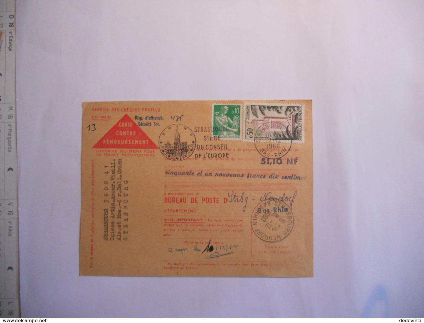Carte Contre-remboursement Strasbourg-Neudorf - 1961-....