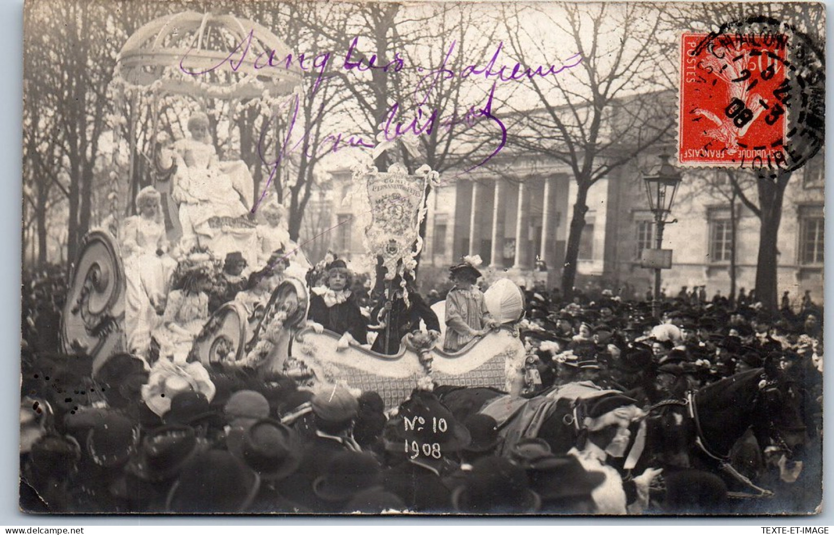 71 CHALON SUR SAONE - CARTE PHOTO - Char Lors Du Carnaval 1908 - Chalon Sur Saone