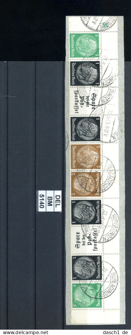 DEL-BM5140, Deutsches Reich,  Zusammendrucke Hindenburg, O, 2 X EG-Str. 3 OR - Se-Tenant