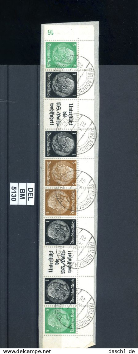 DEL-BM5130, Deutsches Reich,  Zusammendrucke Hindenburg, O, 2 X EG-Str. 2, OR - Se-Tenant