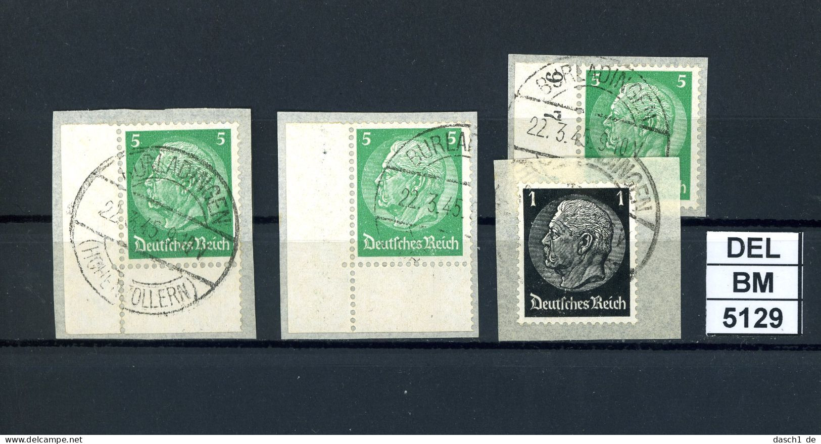 DEL-BM5129, Deutsches Reich, 4 Einzelmarken Aus Zusammendrucke Hindenburg, O, WK 45 - Se-Tenant