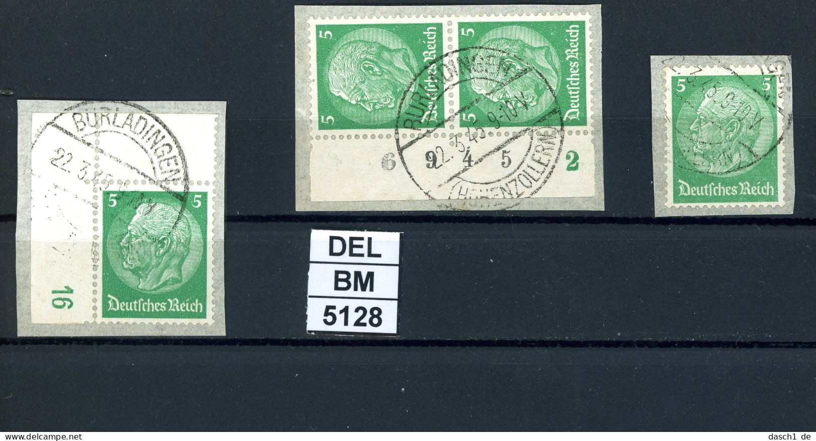 DEL-BM5128, Deutsches Reich, 4 Einzelmarken Aus Zusammendrucke Hindenburg, O, WK 45 - Zusammendrucke