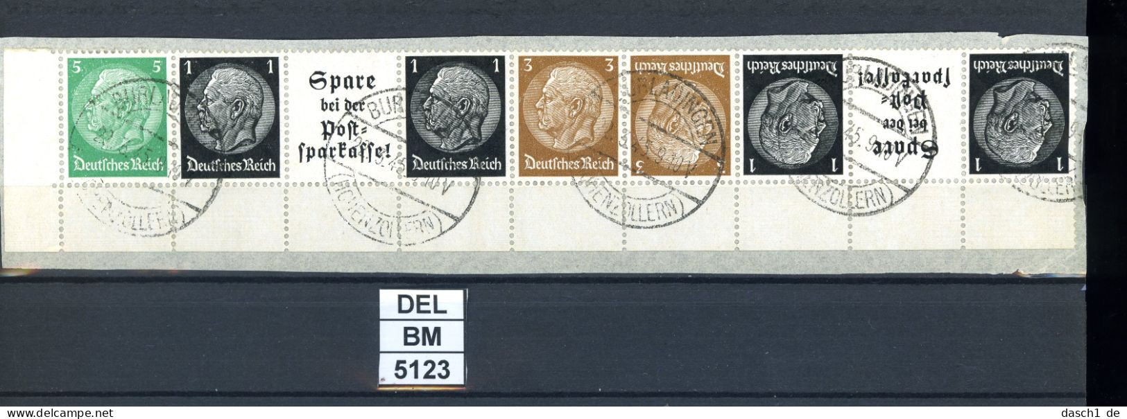 DEL-BM5122, Deutsches Reich,  Zusammendrucke Hindenburg, O, EG-Str. 3, UR - Zusammendrucke