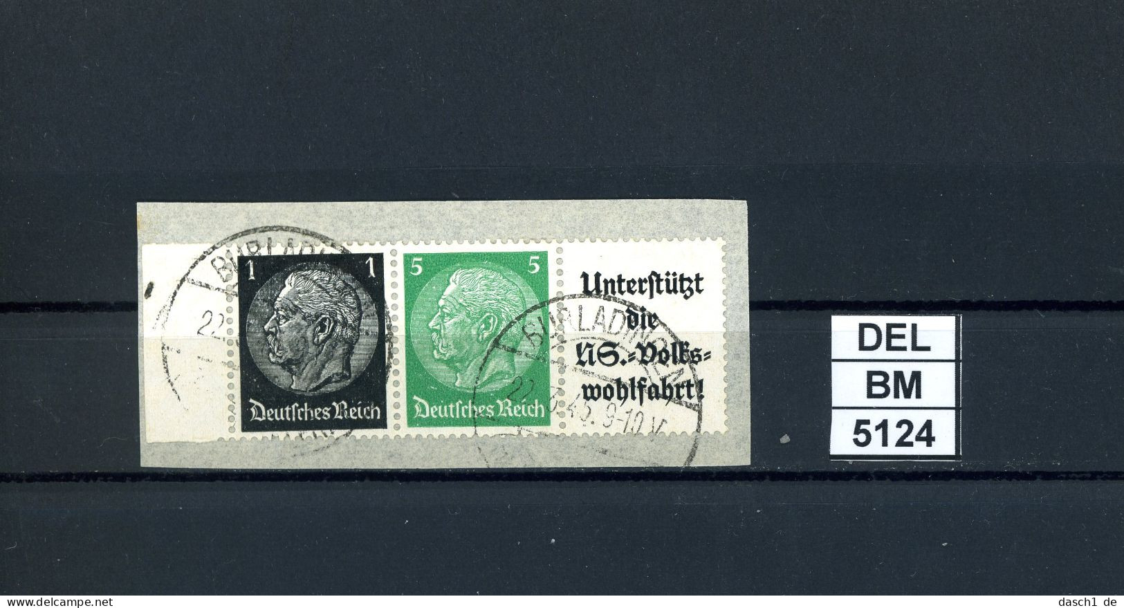 DEL-BM5124, Deutsches Reich,  Zusammendrucke Hindenburg, O, W 72, SR - Se-Tenant