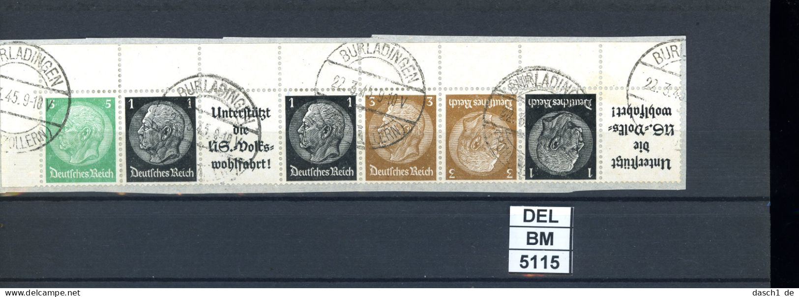 DEL-BM5115, Deutsches Reich,  Zusammendrucke Hindenburg, O, EG-Str. 3, OR - Zusammendrucke