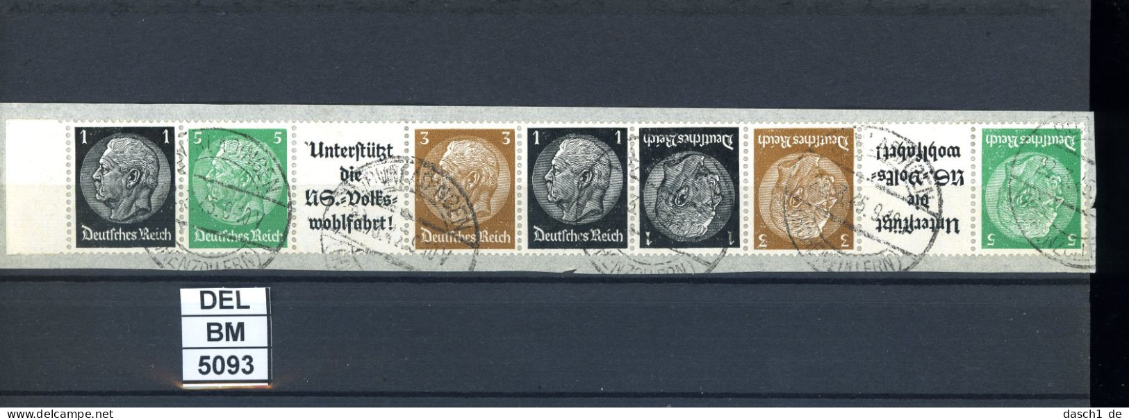 DEL-BM5093, Deutsches Reich,  Zusammendrucke Hindenburg, O, EG-Str. 1, SR - Se-Tenant