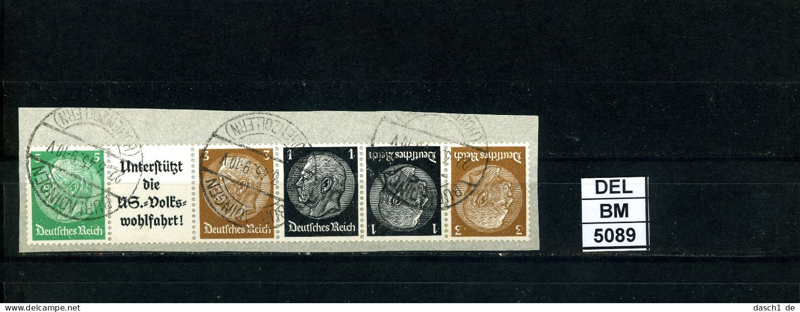 DEL-BM5089, Deutsches Reich,  Zusammendrucke Hindenburg, O, W 74 - Zusammendrucke