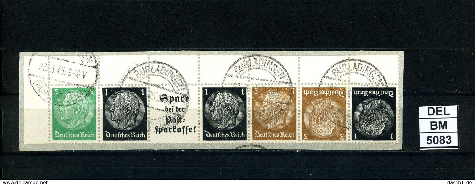 DEL-BM5083, Deutsches Reich,  Zusammendrucke Hindenburg, O, EG-Str. 3, OR - Zusammendrucke