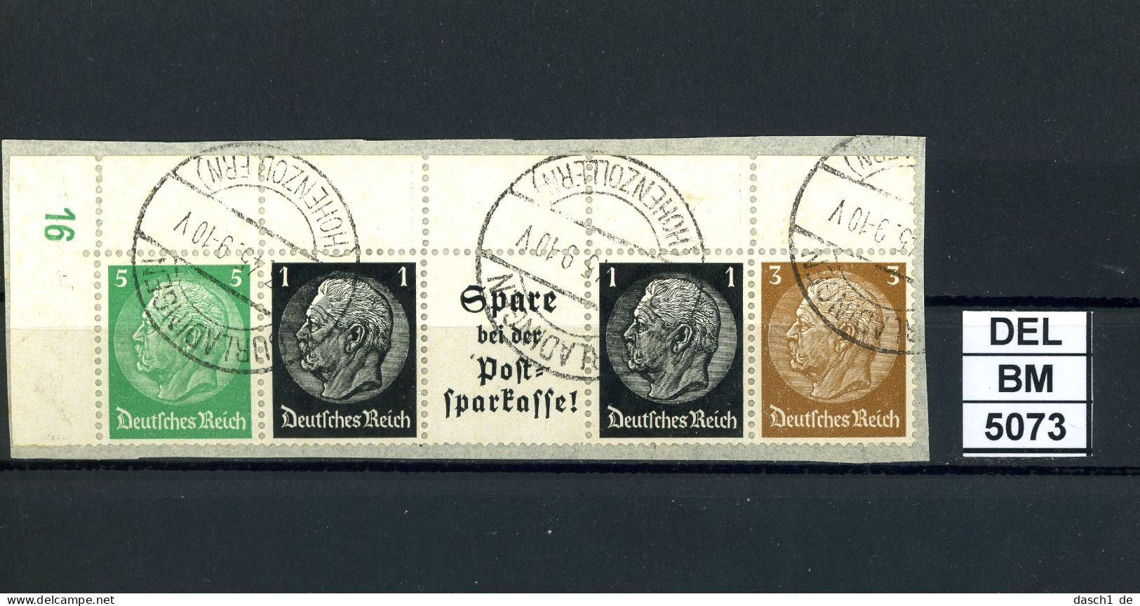 DEL-BM5073, Deutsches Reich,  Zusammendrucke Hindenburg, O, EG-Str. 3, OR - Zusammendrucke