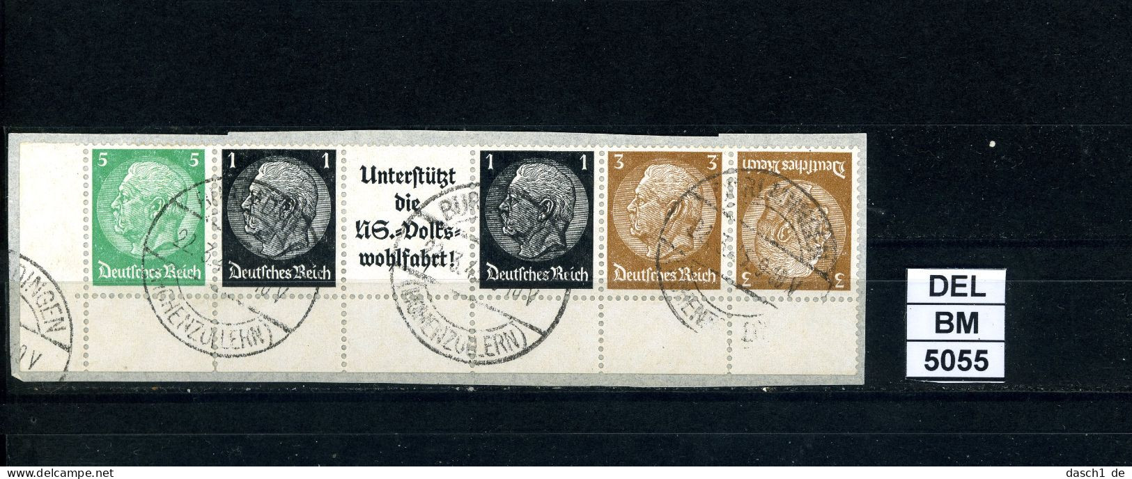 DEL-BM5055, Deutsches Reich,  Zusammendrucke Hindenburg, O, EG-Str. 2, UR - Se-Tenant