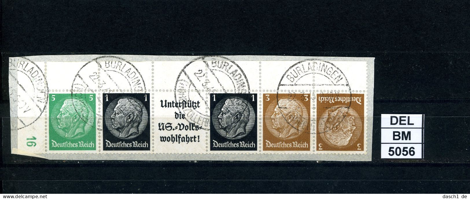 DEL-BM5056, Deutsches Reich,  Zusammendrucke Hindenburg, O, EG-Str. 2, OR - Se-Tenant